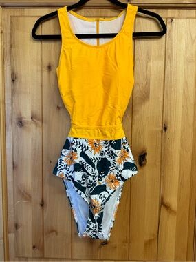 Yellow Floral One-Piece Swimsuit